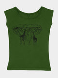 Emma Nissim Womens Top S / Leaf Green - Glitter Black Safari Emma Nissim Natural Organic Women's T-Shirt Top - Safari