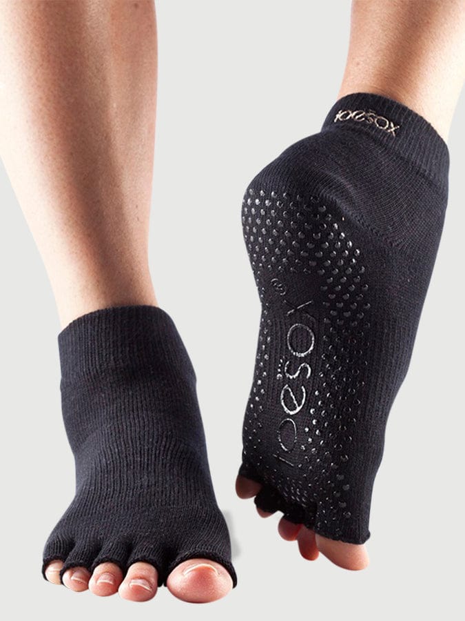 Toesox Womens Socks S / Black ToeSox Ankle Half Toe Women's Yoga Socks