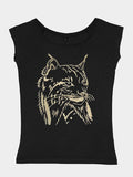 Emma Nissim Womens Top S / Black - Gold Metalic Lynx Emma Nissim Natural Organic Women's T-Shirt Top - Lynx