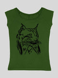 Emma Nissim Womens Top S / Leaf Green - Glitter Black Lynx Emma Nissim Natural Organic Women's T-Shirt Top - Lynx