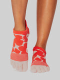 Toesox Womens Socks S / Hot Coral Floral ToeSox Low Rise Full Toe Women's Yoga Socks