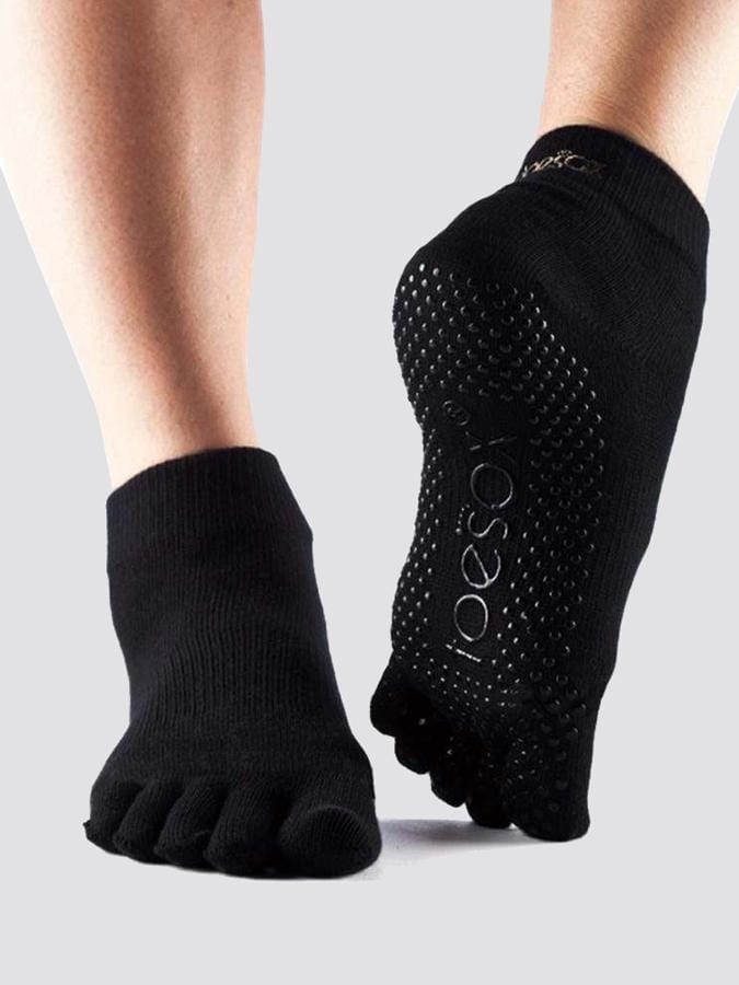 Toesox Yoga Socks S ToeSox Ankle Full Toe Women's Yoga Socks - Black