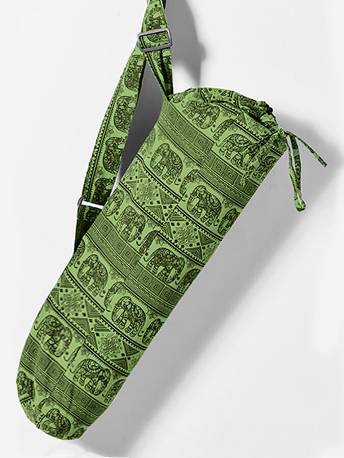 Namaste Yoga Bag Green Elephant Design Cotton Yoga Mat Bag