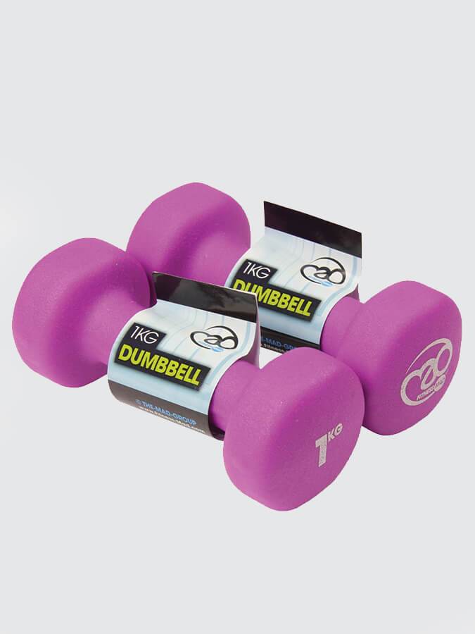 Yoga Mad Fitness Weights Yoga Mad Pair of 1Kg Neo Dumbbells - Purple