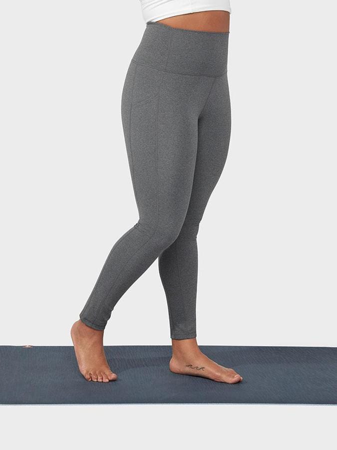 Manduka Renew Women's High Rise Yoga Leggings With Pocket - Heathered Grey  - XS