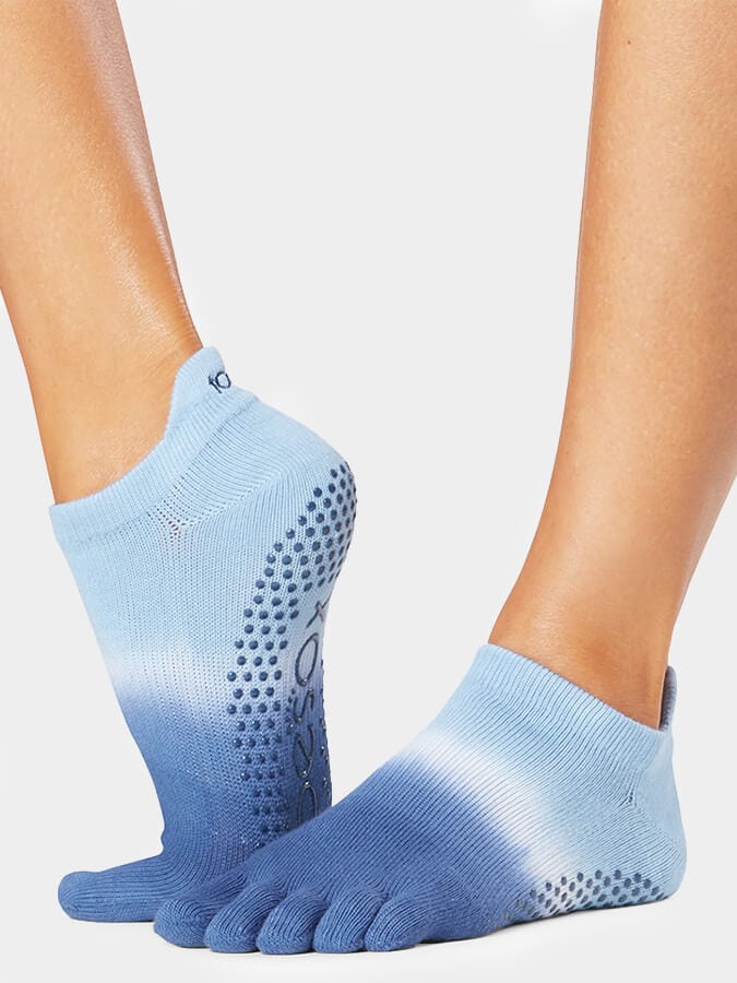 Toesox Womens Socks Deepwater Ombre Stripe / M ToeSox Low Rise Full Toe Women's Yoga Socks