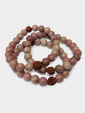 Yoga Studio Womens Bracelet Yoga Studio Rhodochrosite Stone & Rudraksha Mala Bead Bracelet