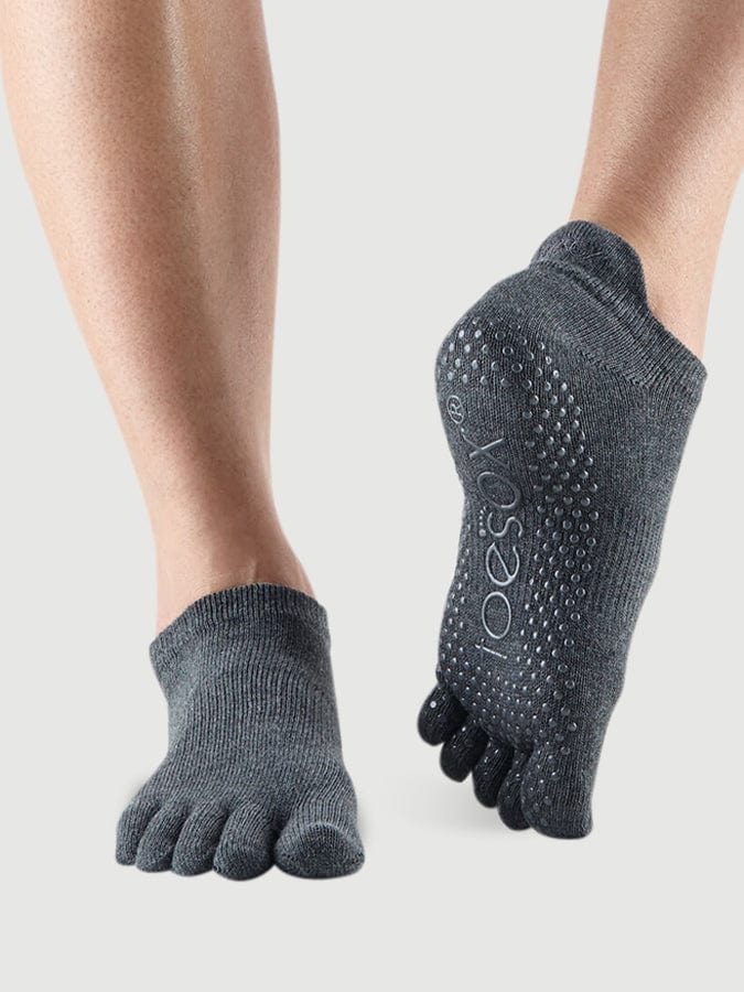 Toesox Womens Socks Charcoal / M ToeSox Low Rise Full Toe Women's Yoga Socks