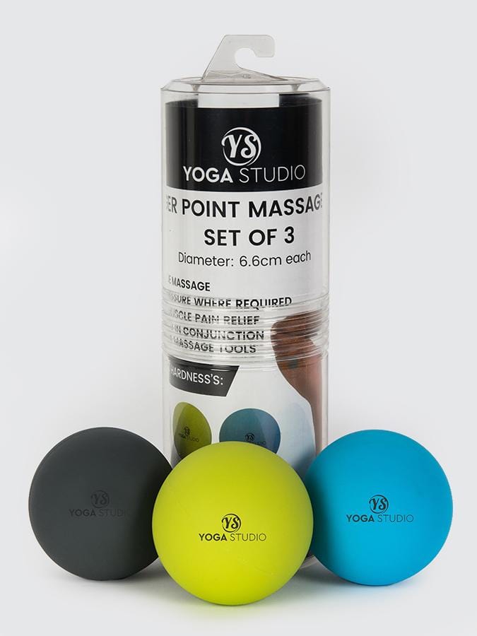 Yoga Studio Trigger Point Massage Balls Set Of 3 Grey - Green - Blue