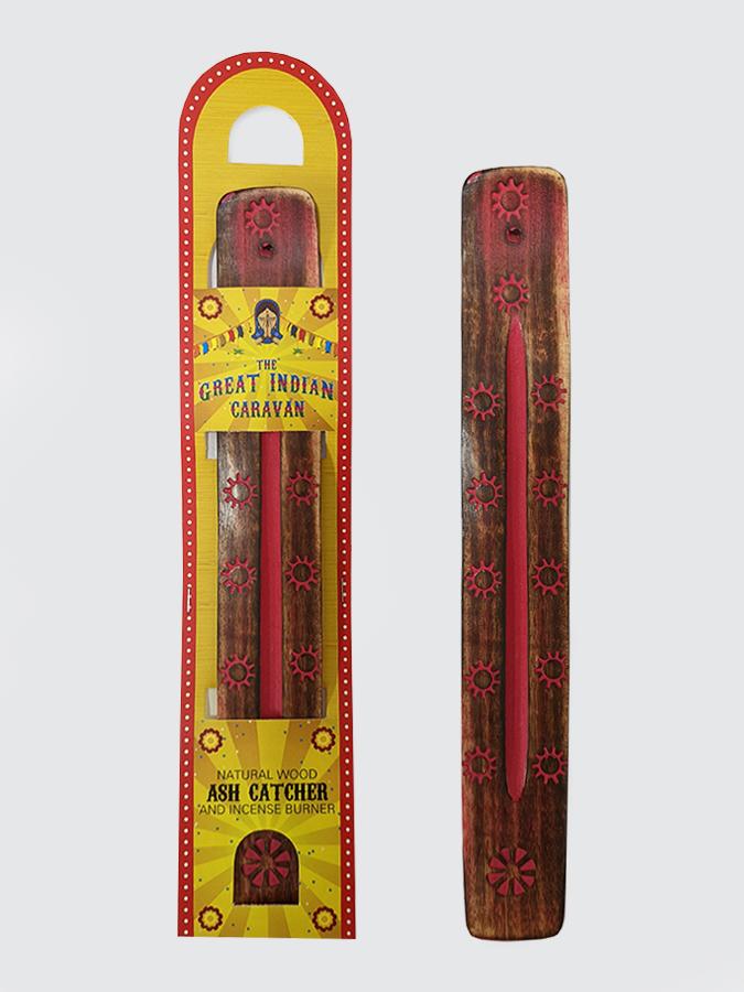 Namaste Incense Holder Red Namaste Wooden Incense Holder - Flower Design