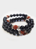 Yoga Studio Black Onyx & Rudraksha Mala Bead Bracelet