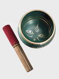 Namaste Singing Bowl Namaste Buddha Eye Design Singing Bowl with Stick Striker Green