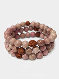 Yoga Studio Womens Bracelet Yoga Studio Rhodochrosite Stone & Rudraksha Mala Bead Bracelet