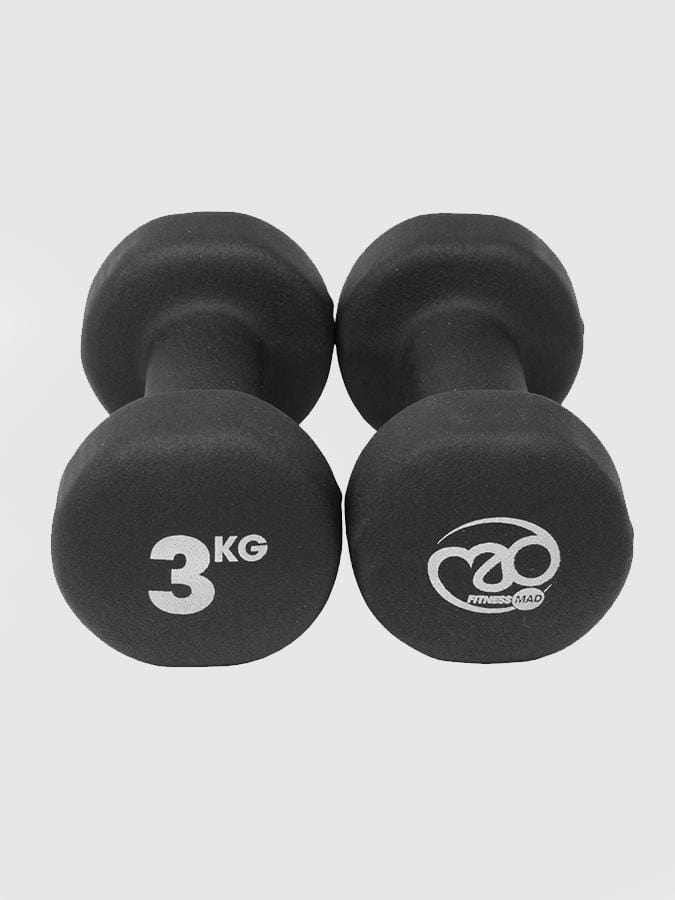 Yoga Mad Yoga Mad Pair of 3Kg Neo Dumbbells Weights - Black