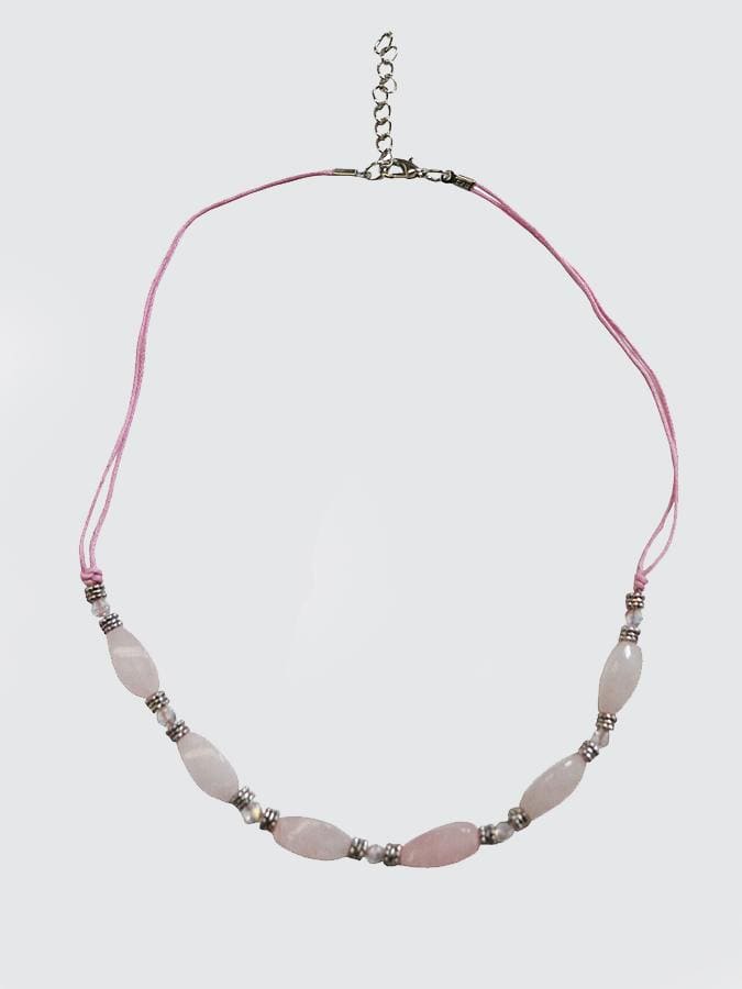 Yoga Studio Womens Necklace Rose Quartz Gemstone Crystal Necklace