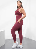 Tombo Core Pocket Women's Yoga Leggings - Burgundy